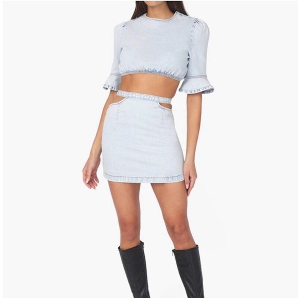 Revolve WEWOREWHAT   Cutout Denim mini skirt large - Picture 1 of 7